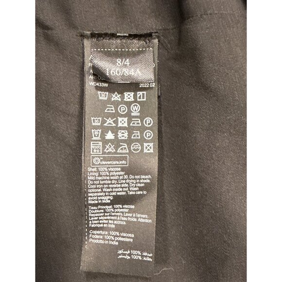 AllSaints Black Viscose Wrap Dress With Puff Sleeves Sz 4 - Picture 6 of 8